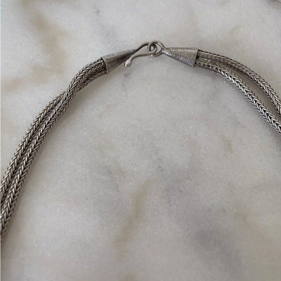 Handcrafted Bali Spiral Snake Necklace-Sterling Silver, Garnet & 22K Gold Accent - Picture 9 of 9